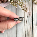 Owls with Gold Eyes - Wooden Stud Earrings | Birch Street Studio