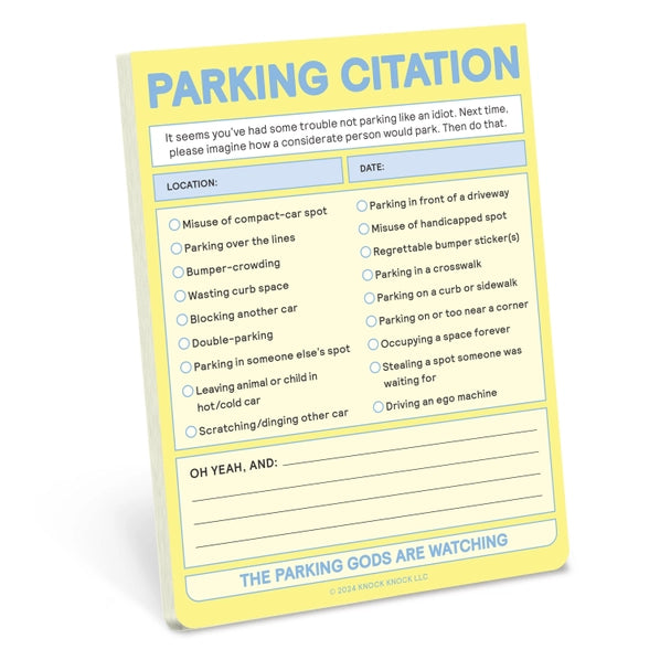 Parking Citation - Nifty Note Pad | Knock Knock