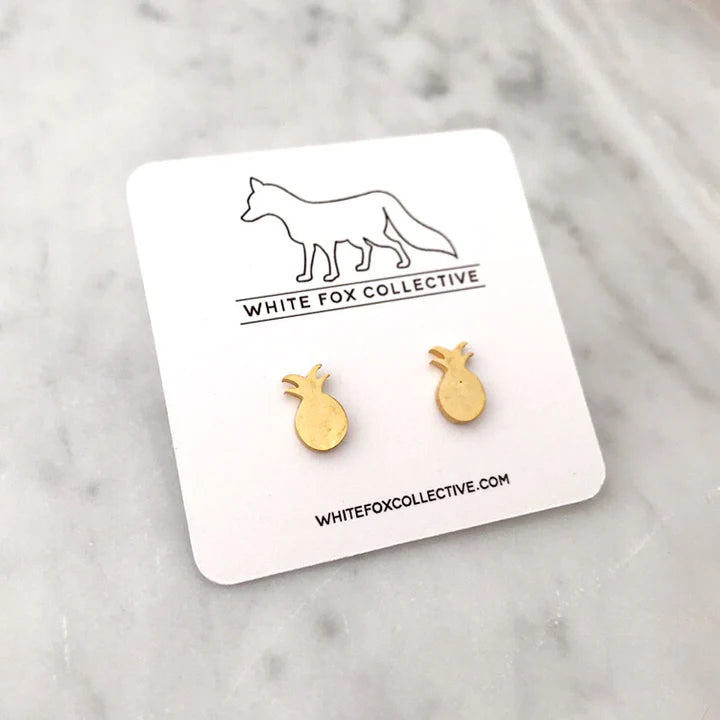 Pineapples - Metal Stud Earrings | White Fox Collective