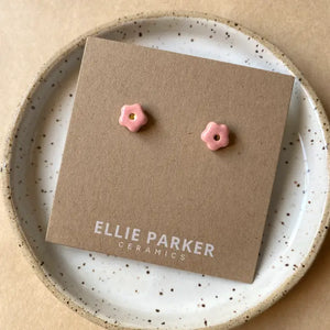 Pink Ceramic Flower Stud Earrings | Ellie Parker