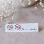 Pink Roses | Glass Stud Earrings