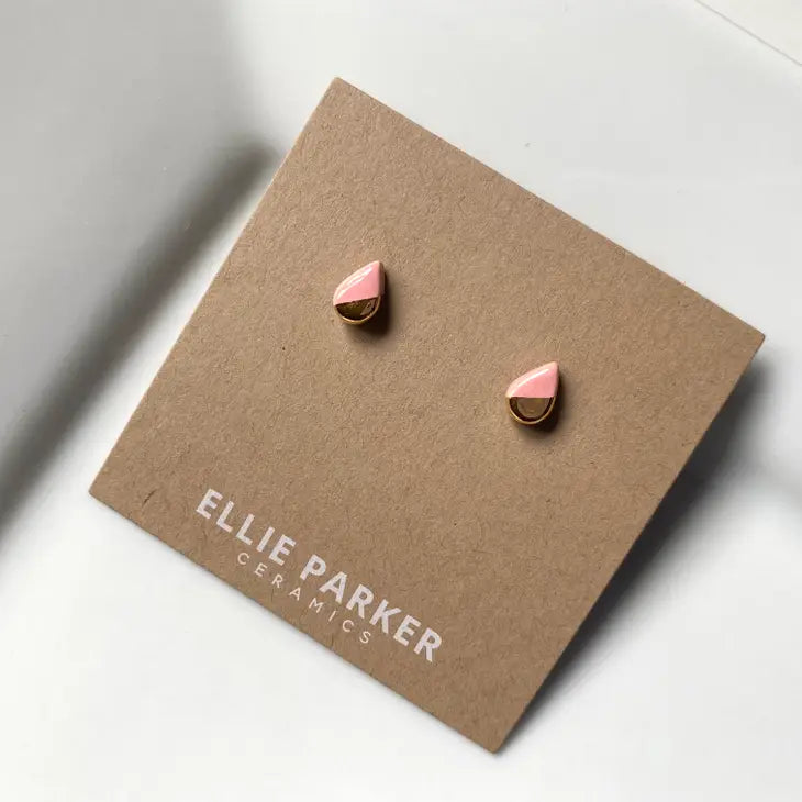 Pink Ceramic Teardrop Stud Earrings | Ellie Parker