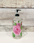 Pink Rose - Hand Painted Soap/Lotion Bottle | CC Crafts