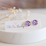 Pink Spring Florals | Glass Stud Earrings