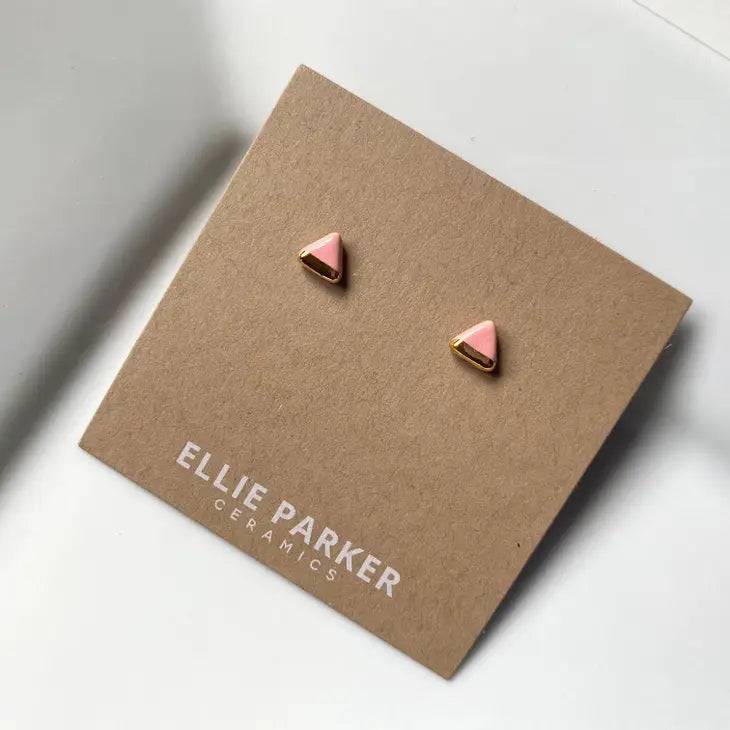 Pink Triangle Stud Earrings | Ellie Parker
