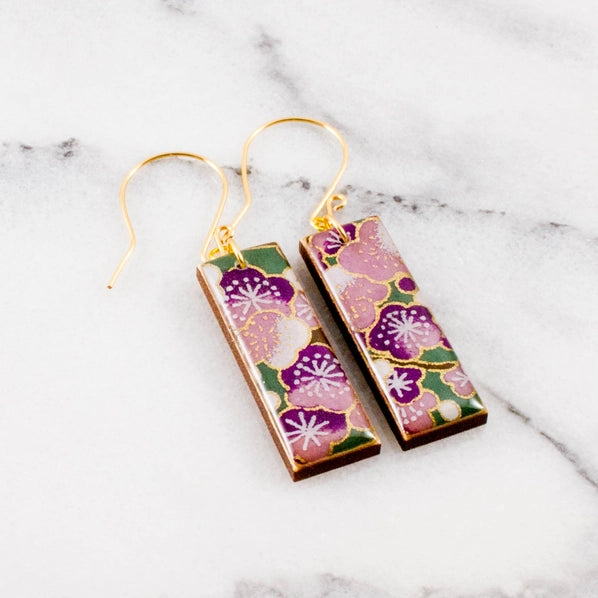 Plum Blossom Rectangle Earrings