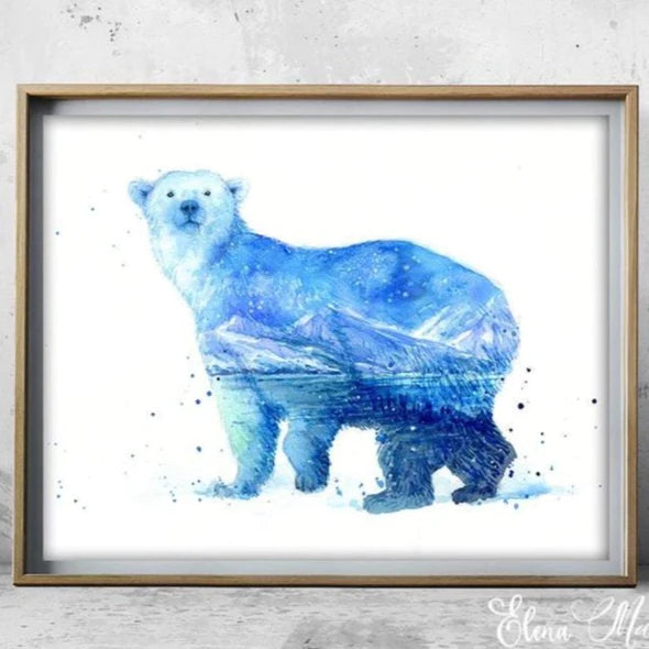 Queen of the Arctic - Polar Bear Watercolor Art Print | Elena Markelova