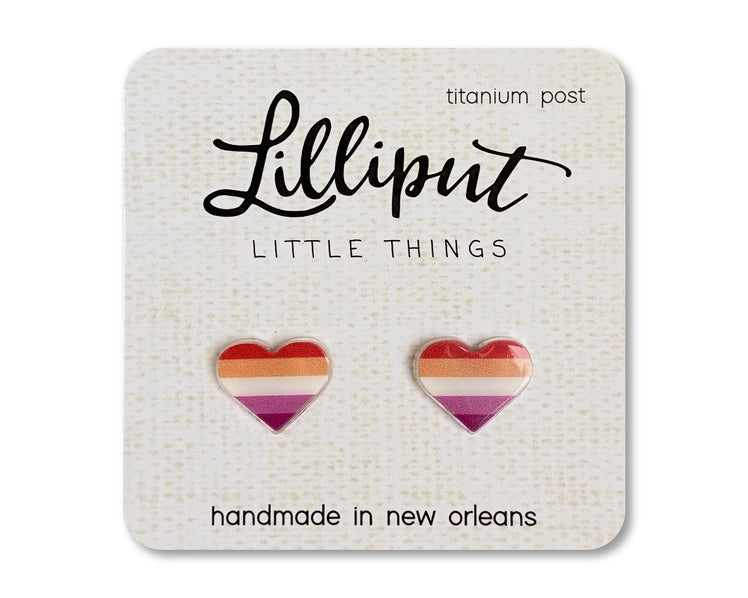 Lesbian Pride Heart | Earrings