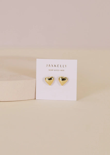 Puffed Heart | Gold Earrings