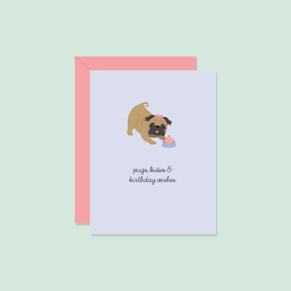 Pugs, Kisses & Birthday Wishes - Greeting Card | Paper Hearts