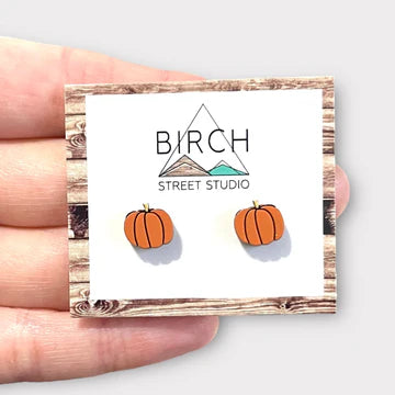 Pumpkin - Wooden Stud Earrings | Birch Street Studio