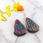 Modern Purple Garden Oversize Teardrop Earrings