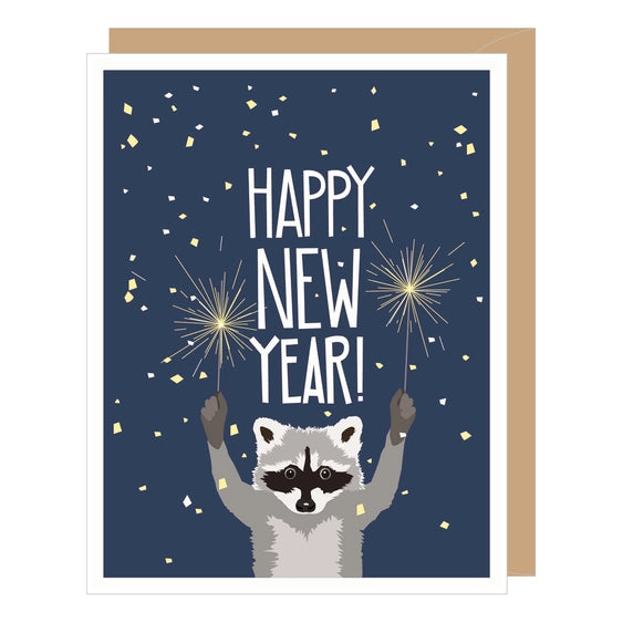 Raccoon Happy New Year - Holiday Greeting Card | Apartment 2 Cards