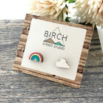 Rainbow & Cloud - Wooden Stud Earrings | Birch Street Studio