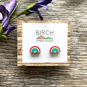 Rainbow - Wooden Stud Earrings | Birch Street Studio