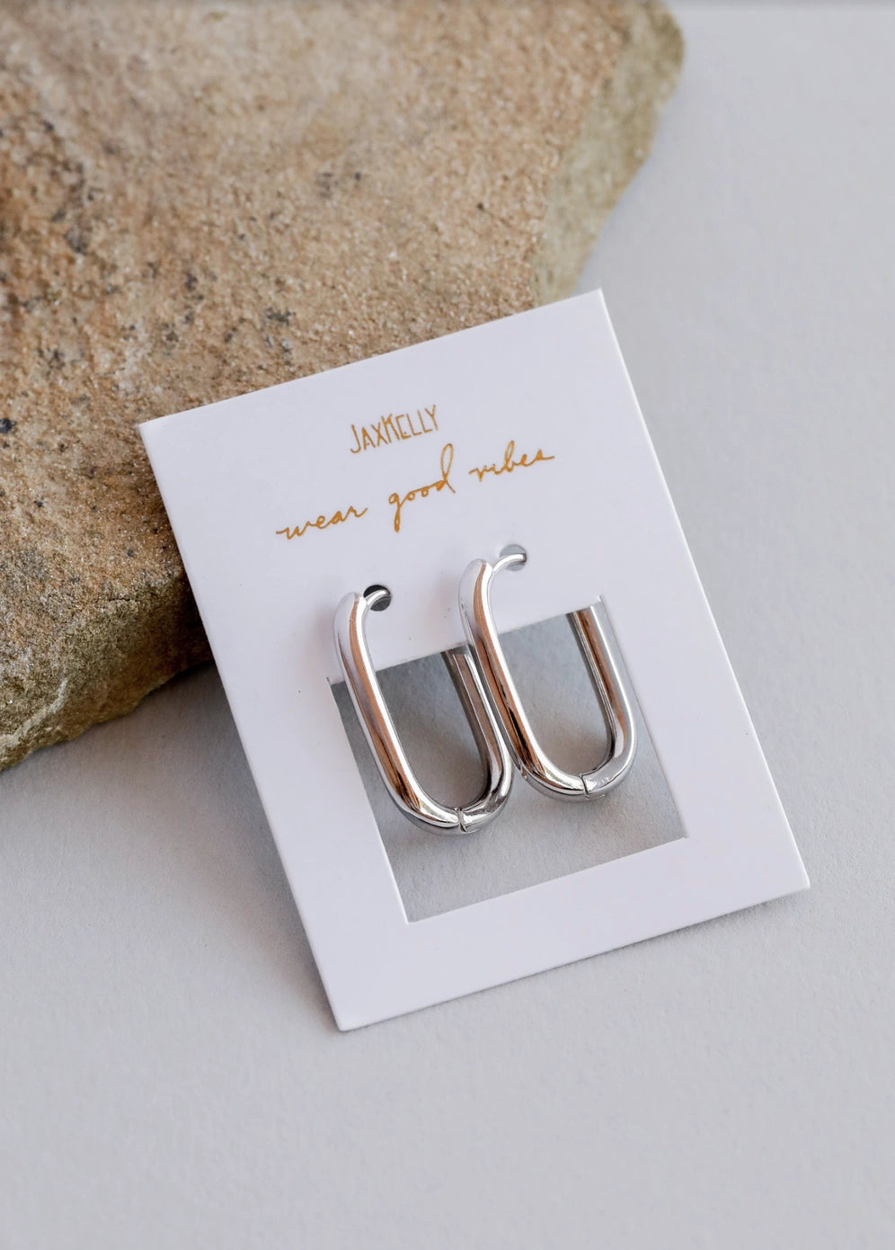 Rectangle Hoop | Silver Earrings