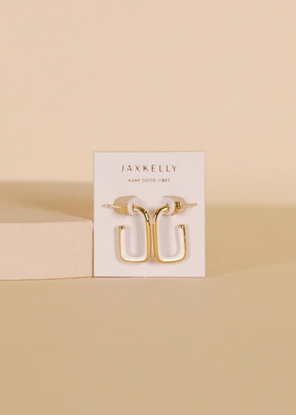 White Enamel | Large Rectangle Hoop Earrings