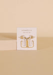 White Enamel | Large Rectangle Hoop Earrings