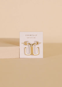 White Enamel | Large Rectangle Hoop Earrings