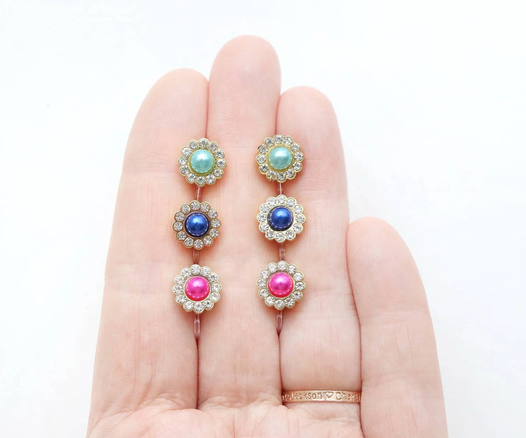 Rhinestone & Pearl - Metal Free Hypoallergenic Earrings | Pretty Ears