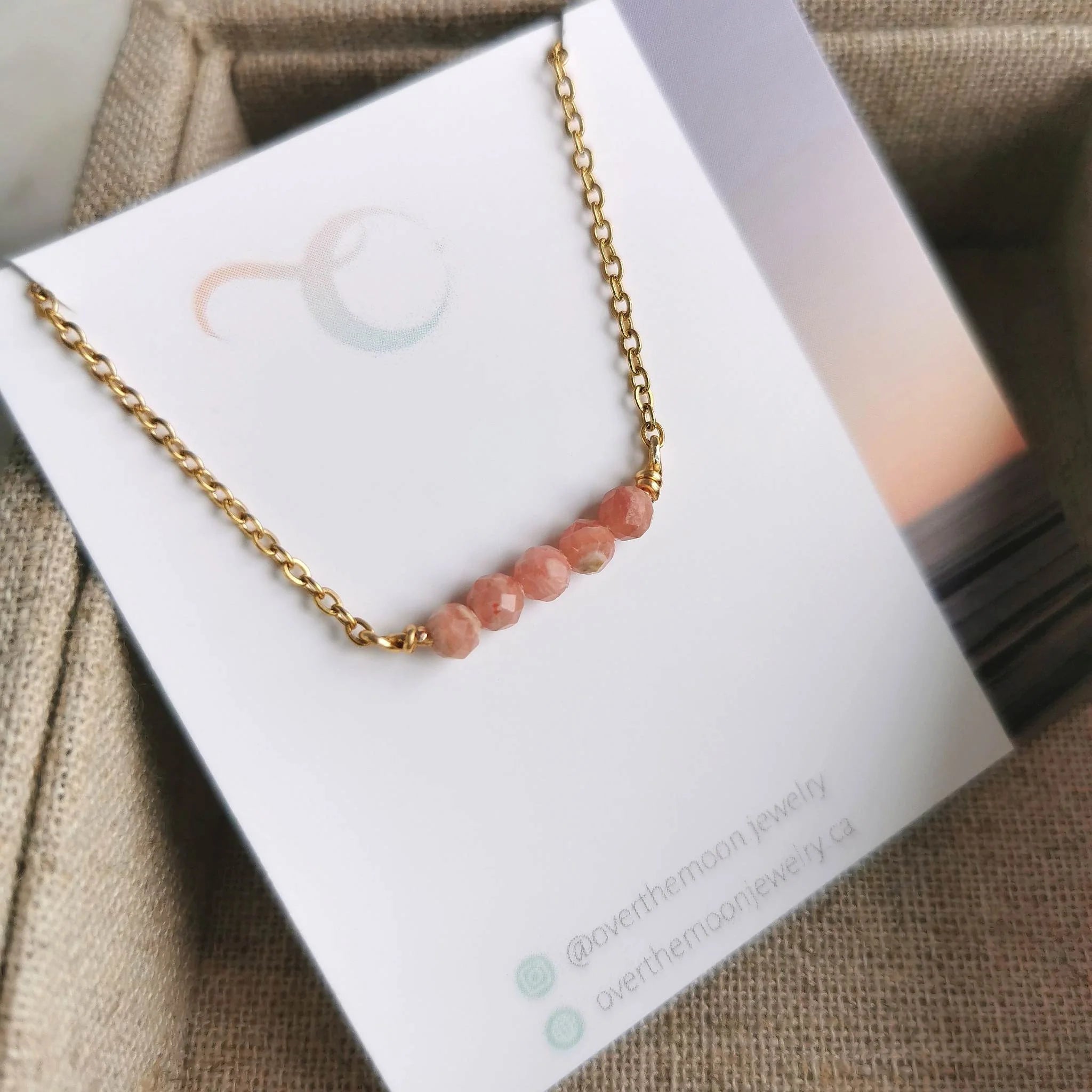 Rhodochrosite Bar Necklace | Over The Moon