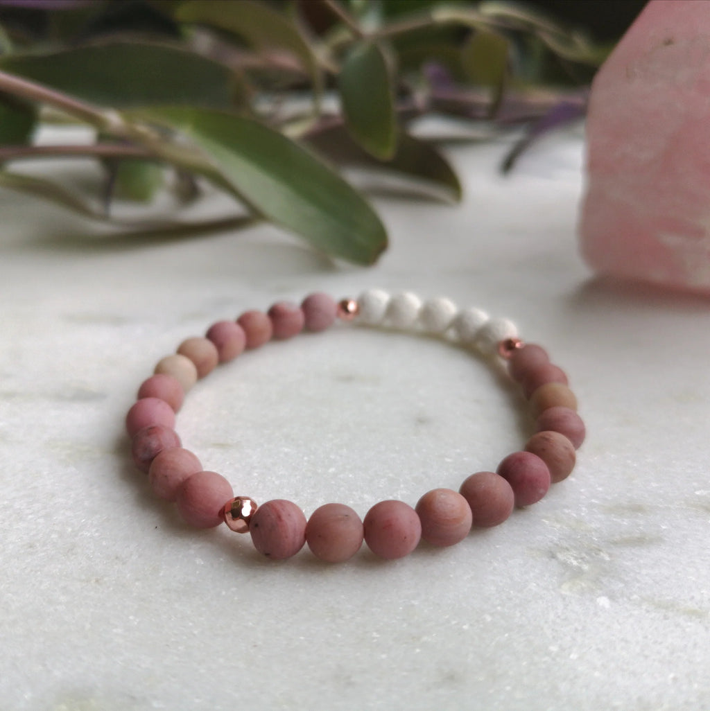 Rhodochrosite Essential Oil Diffuser Bracelet | Over The Moon