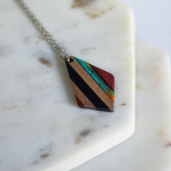 Rhombus | Resin & Wood Necklace