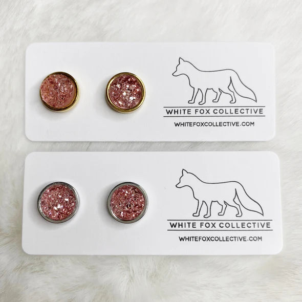 Rosé - Faux Druzy Studs | White Fox Collective