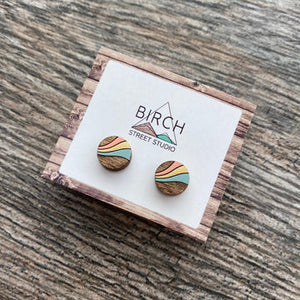 Retro Stripe - Wooden Stud Earrings | Birch Street Studio