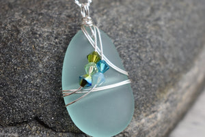 Beach - Eco Seaglass Wire Wrapped Necklace | Whitelotus Design