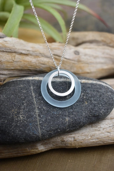 Circular - Eco Seaglass & Sterling Silver Necklace | Whitelotus Design