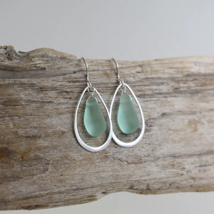 Silver Frame - Eco Seaglass Earrings | Whitelotus Design