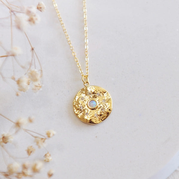 Selene | Opal & CQ Disc Necklace
