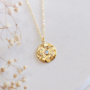 Selene | Opal & CQ Disc Necklace