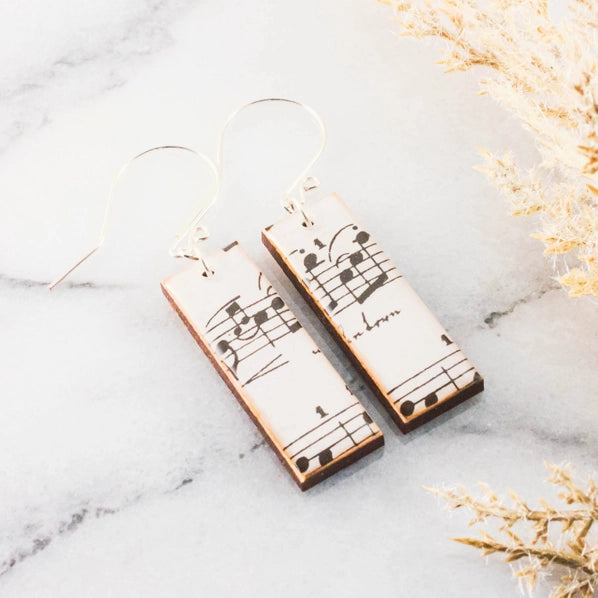 Vintage Sheet Music Rectangle Earrings
