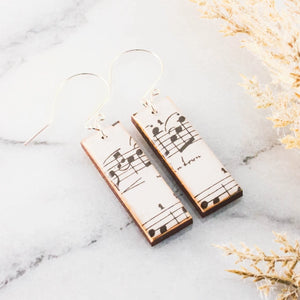 Vintage Sheet Music Rectangle Earrings