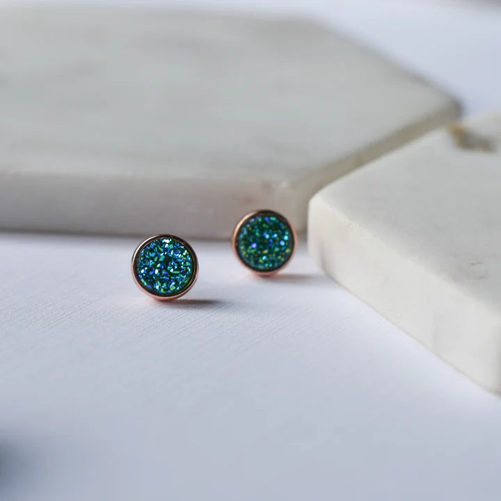 The Shona - Rose Gold Druzy Earrings | Whimsy's Jewels