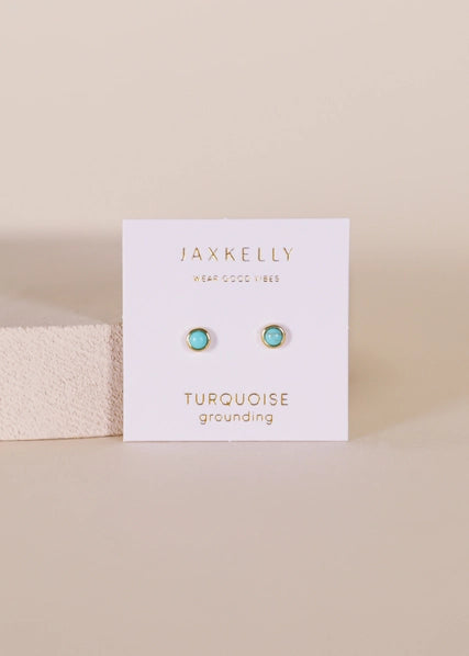 Turquoise - Gold Simple Stud Earrings | JaxKelly