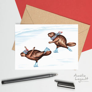 Skating Beavers - Greeting Card | Amelie Legault