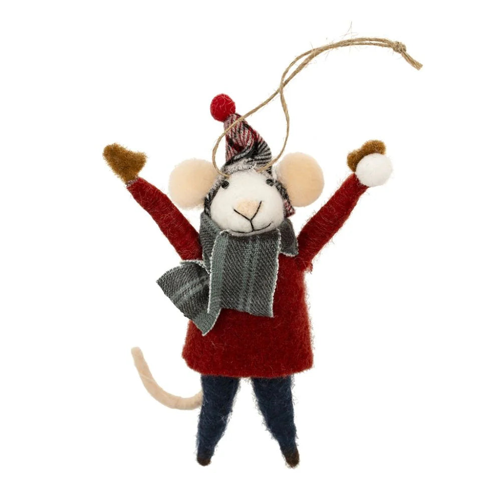 Snowball Spencer - Felted Mouse Ornament | Indaba