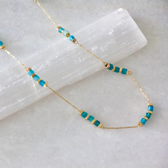 Apatite - Square Bead Necklace | Mesa Blue