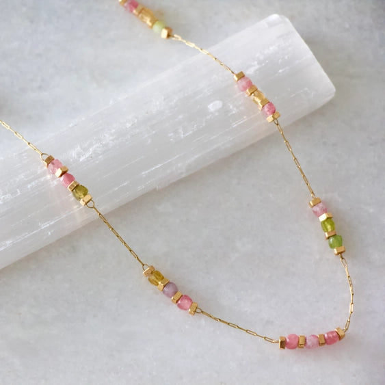 Tourmaline - Square Bead Necklace | Mesa Blue