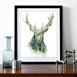 Red Tail Stag | Deer Watercolor Art Print