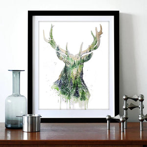 "Red Tail Stag" Deer Watercolor Art Print | Elena Markelova