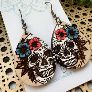 Sugar Skulls | Maple Wood Earrings