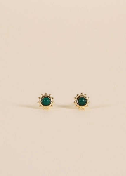 Malachite | Sun Stud Earrings
