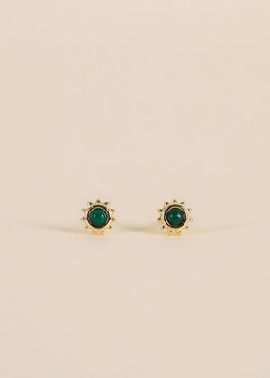 Malachite | Sun Stud Earrings