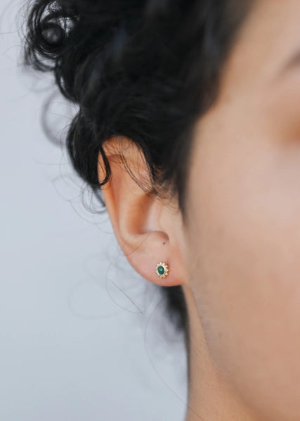 Malachite | Sun Stud Earrings