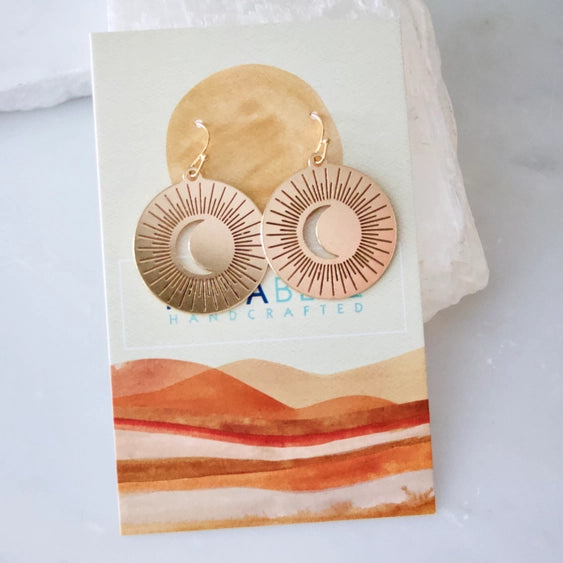 Sun & Moon Coin - Brass Earrings | Mesa Blue