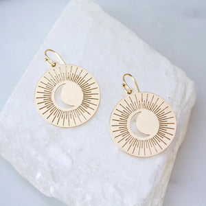 Sun & Moon Coin - Brass Earrings | Mesa Blue